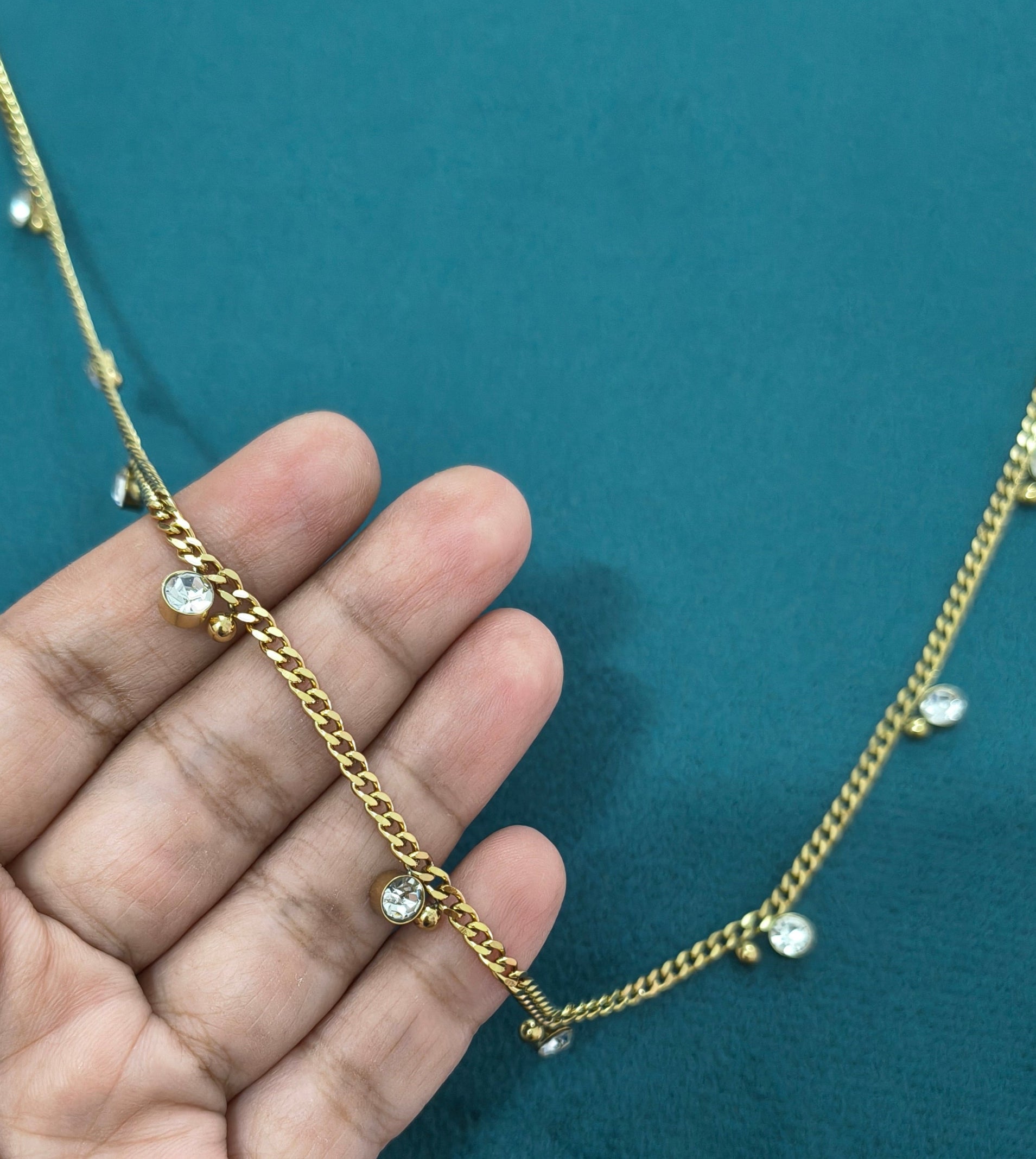 Antitarnish Round Zircon Charms Waist Chain 18K Gold Plated