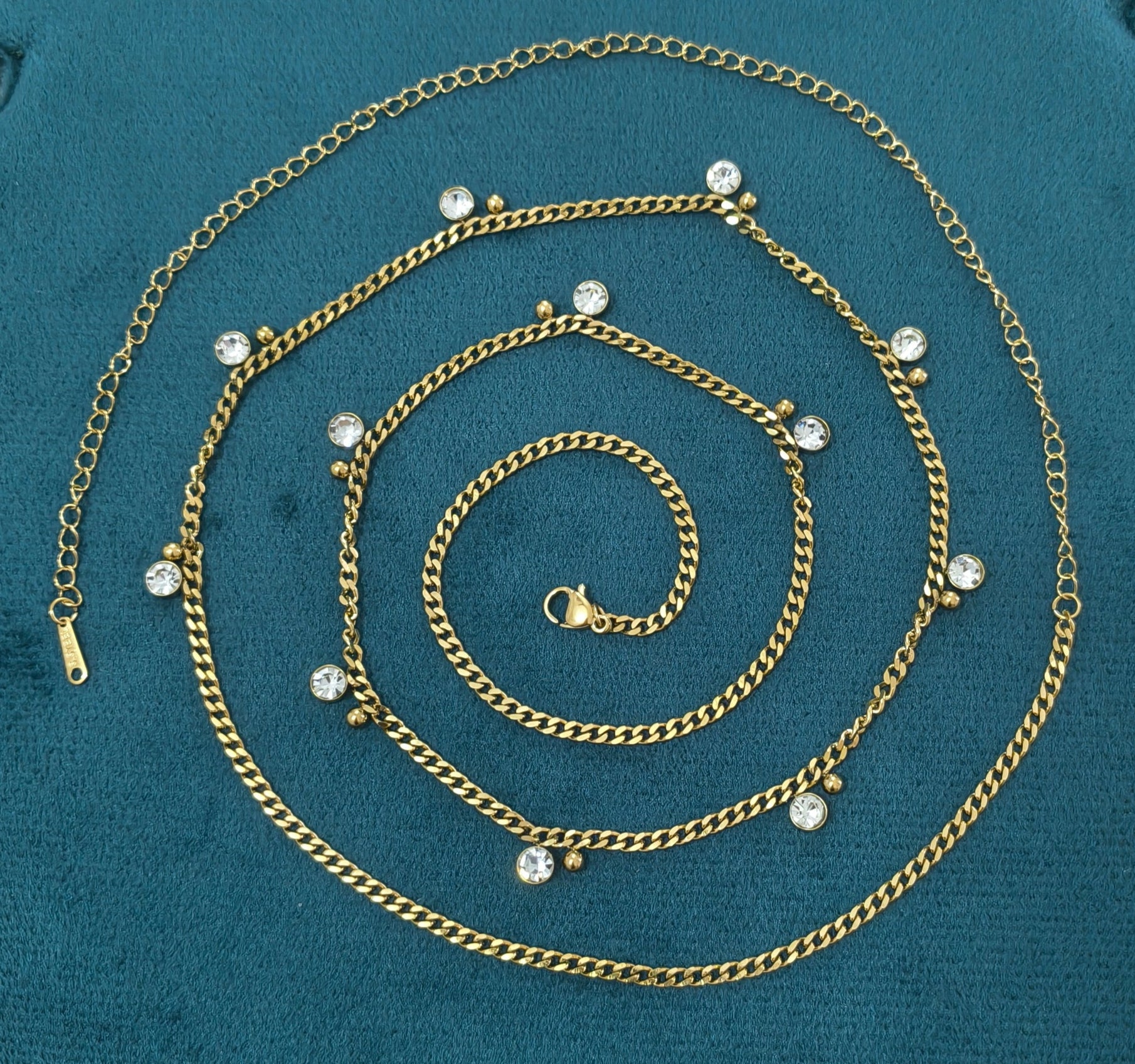 Antitarnish Round Zircon Charms Waist Chain 18K Gold Plated