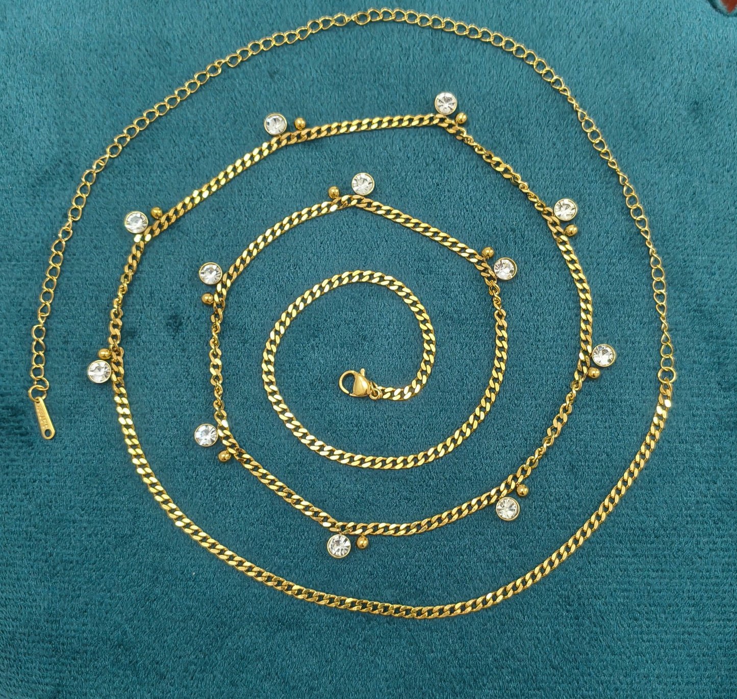 Antitarnish Round Zircon Charms Waist Chain 18K Gold Plated