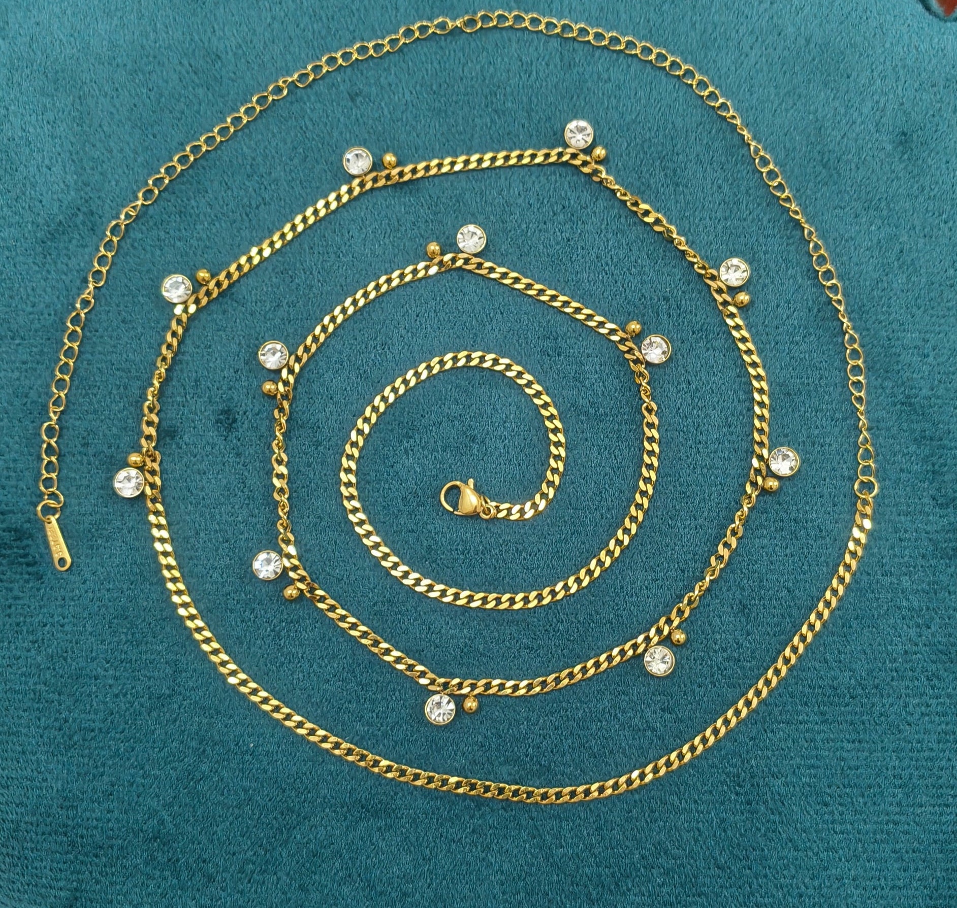 Antitarnish Round Zircon Charms Waist Chain 18K Gold Plated