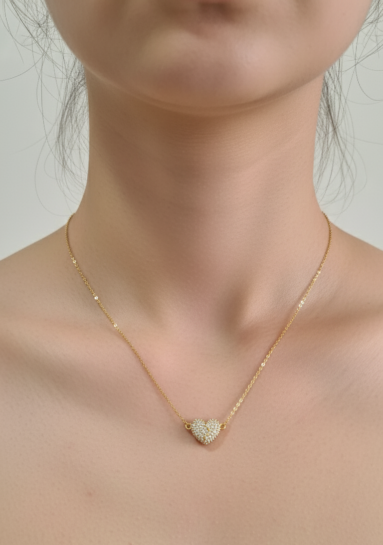 Antitarnish Shining Magnetic Heart Necklace 18K Gold Plated