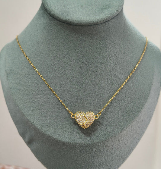 Antitarnish Shining Magnetic Heart Necklace 18K Gold Plated