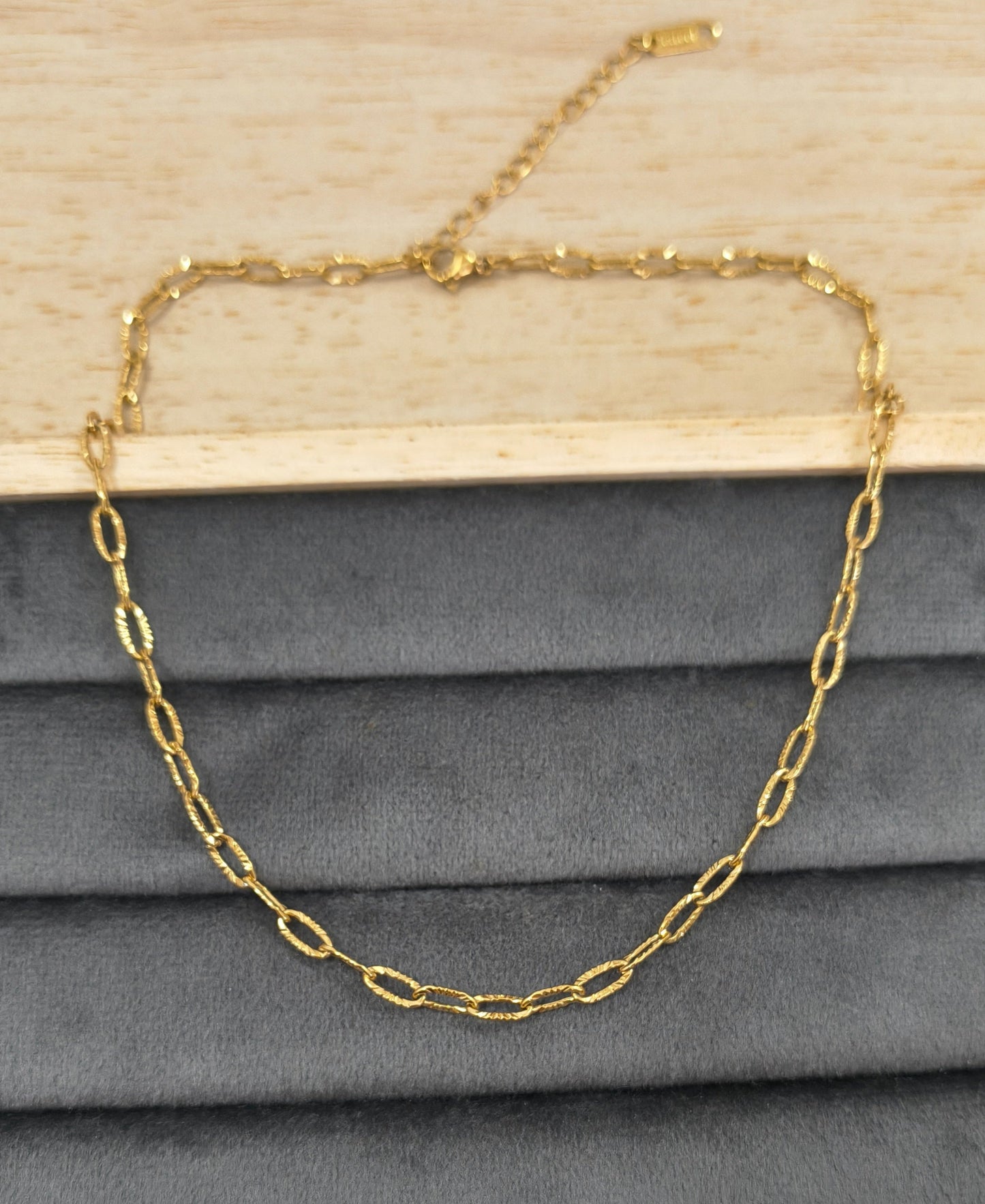 Antitarnish Shining Paperclip Chain Necklace 18K Gold Plated