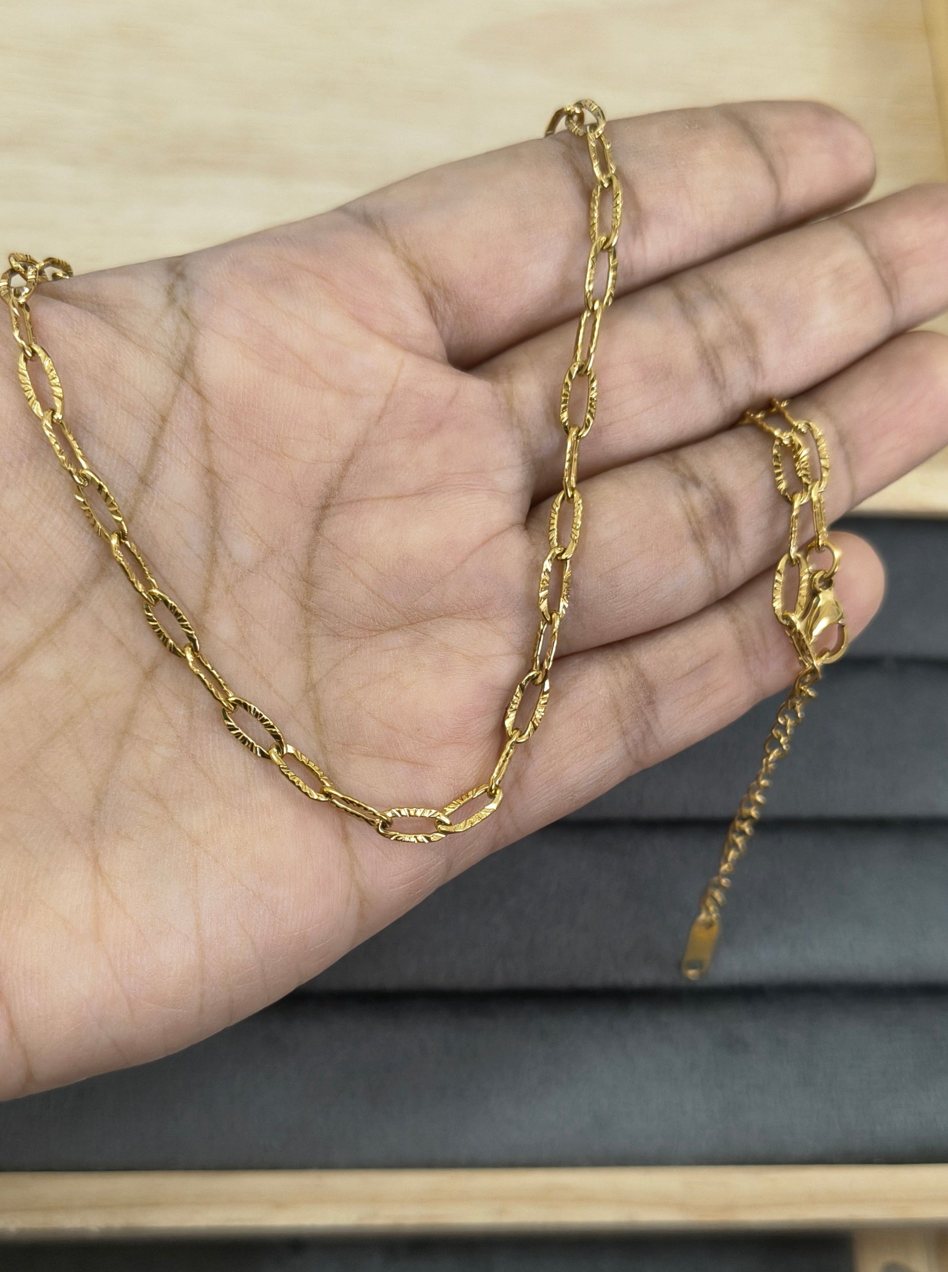 Antitarnish Shining Paperclip Chain Necklace 18K Gold Plated