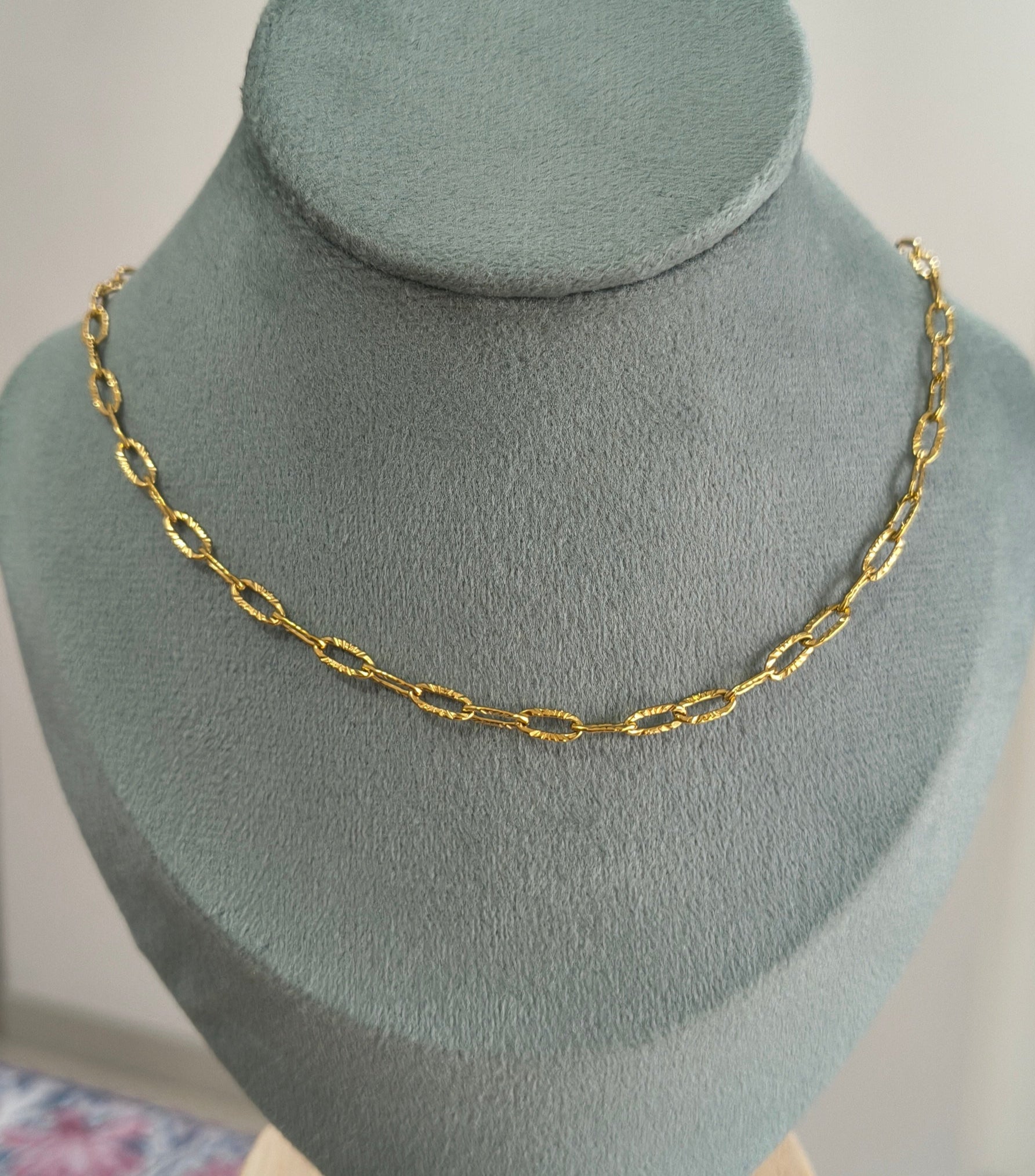 Antitarnish Shining Paperclip Chain Necklace 18K Gold Plated