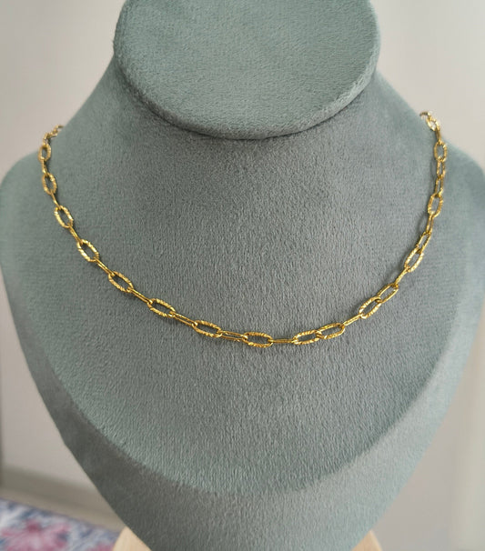 Antitarnish Shining Paperclip Chain Necklace 18K Gold Plated
