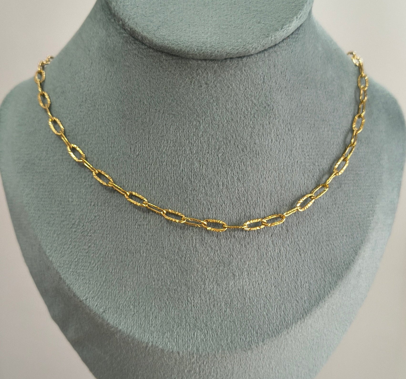 Antitarnish Shining Paperclip Chain Necklace 18K Gold Plated