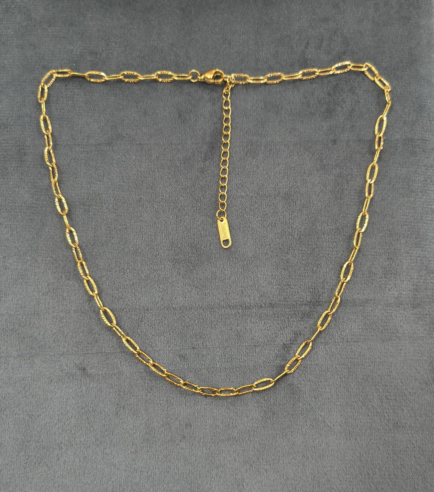 Antitarnish Shining Paperclip Chain Necklace 18K Gold Plated