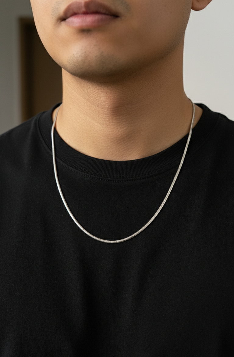 Antitarnish Silver Men's Snake Chain 18K Gold Plated