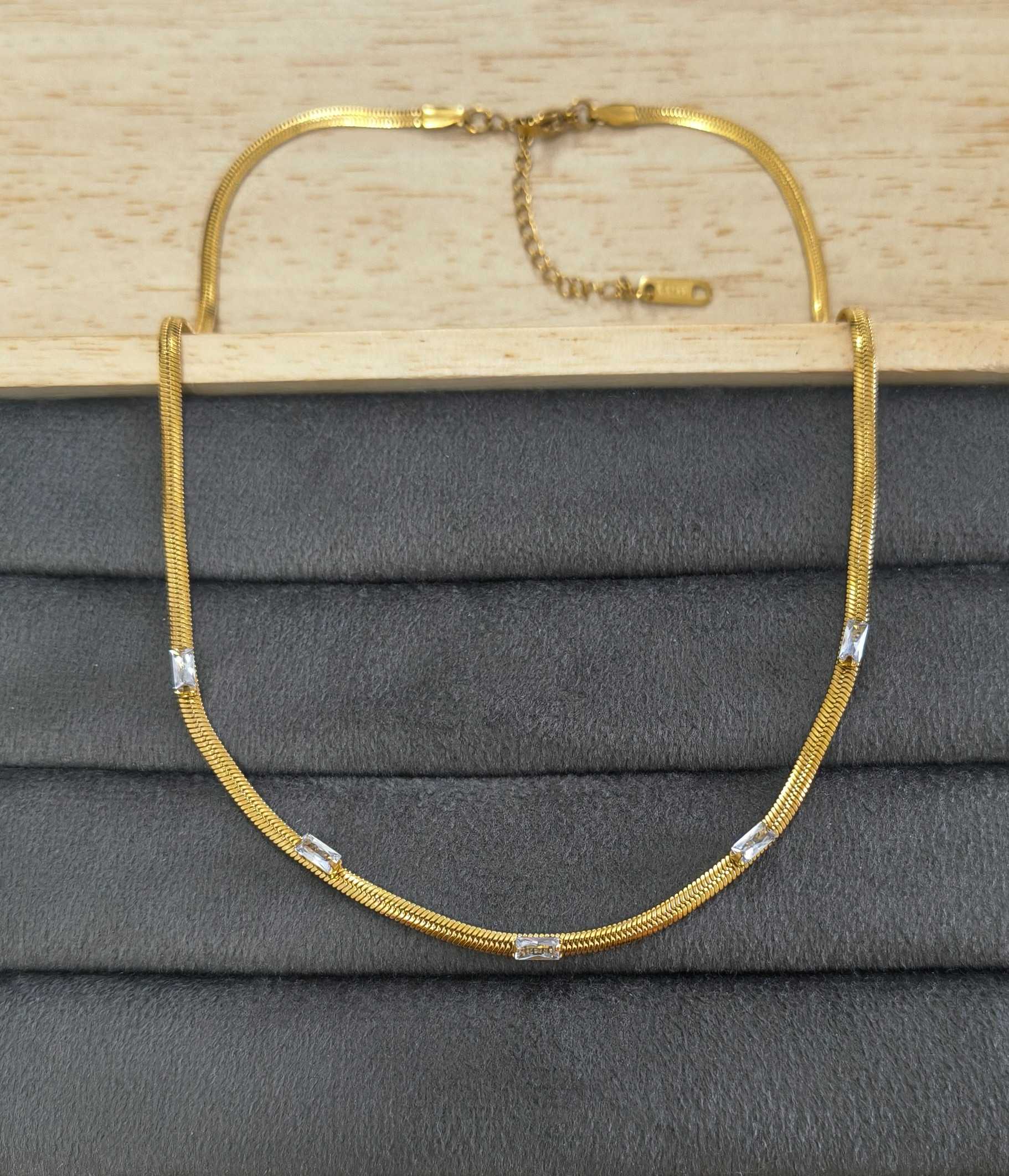 Antitarnish Snake Chain Sparkling Stones 18K Gold Plated
