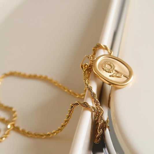 Antitarnish Solid Pendant Necklace 18K Gold Plated