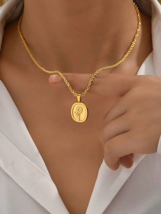 Antitarnish Solid Pendant Necklace 18K Gold Plated