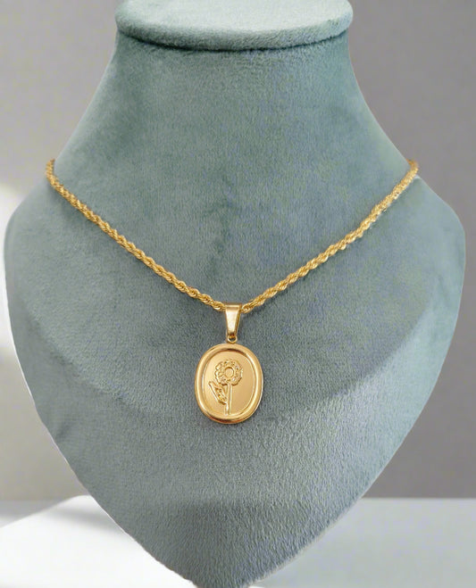 Antitarnish Solid Pendant Necklace 18K Gold Plated