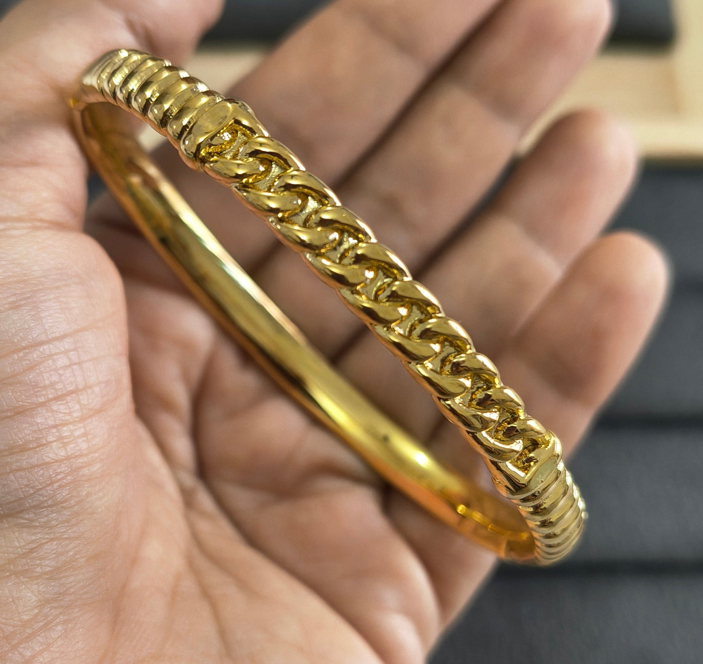 Antitarnish Solid Twist Chain Bracelet 18K Gold Plated