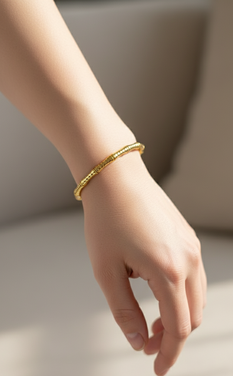Antitarnish Sparkling Bamboo Bracelet 18K Gold Plated