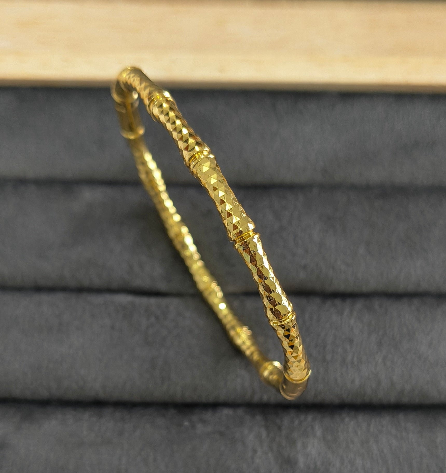 Antitarnish Sparkling Bamboo Bracelet 18K Gold Plated