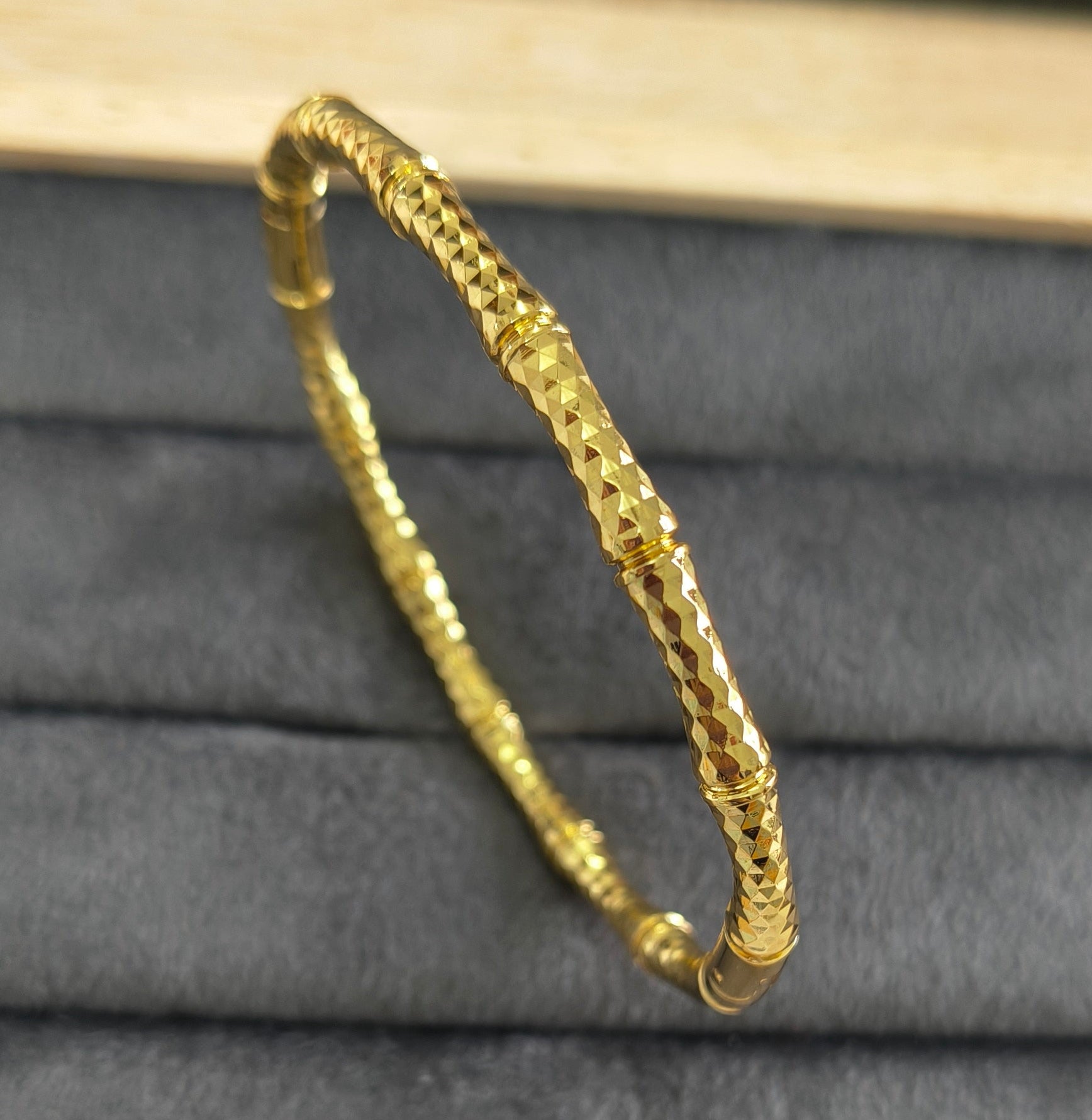 Antitarnish Sparkling Bamboo Bracelet 18K Gold Plated