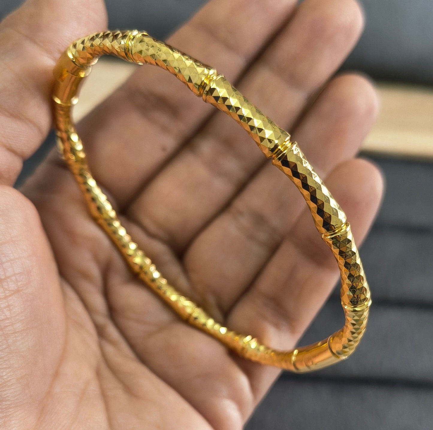 Antitarnish Sparkling Bamboo Bracelet 18K Gold Plated