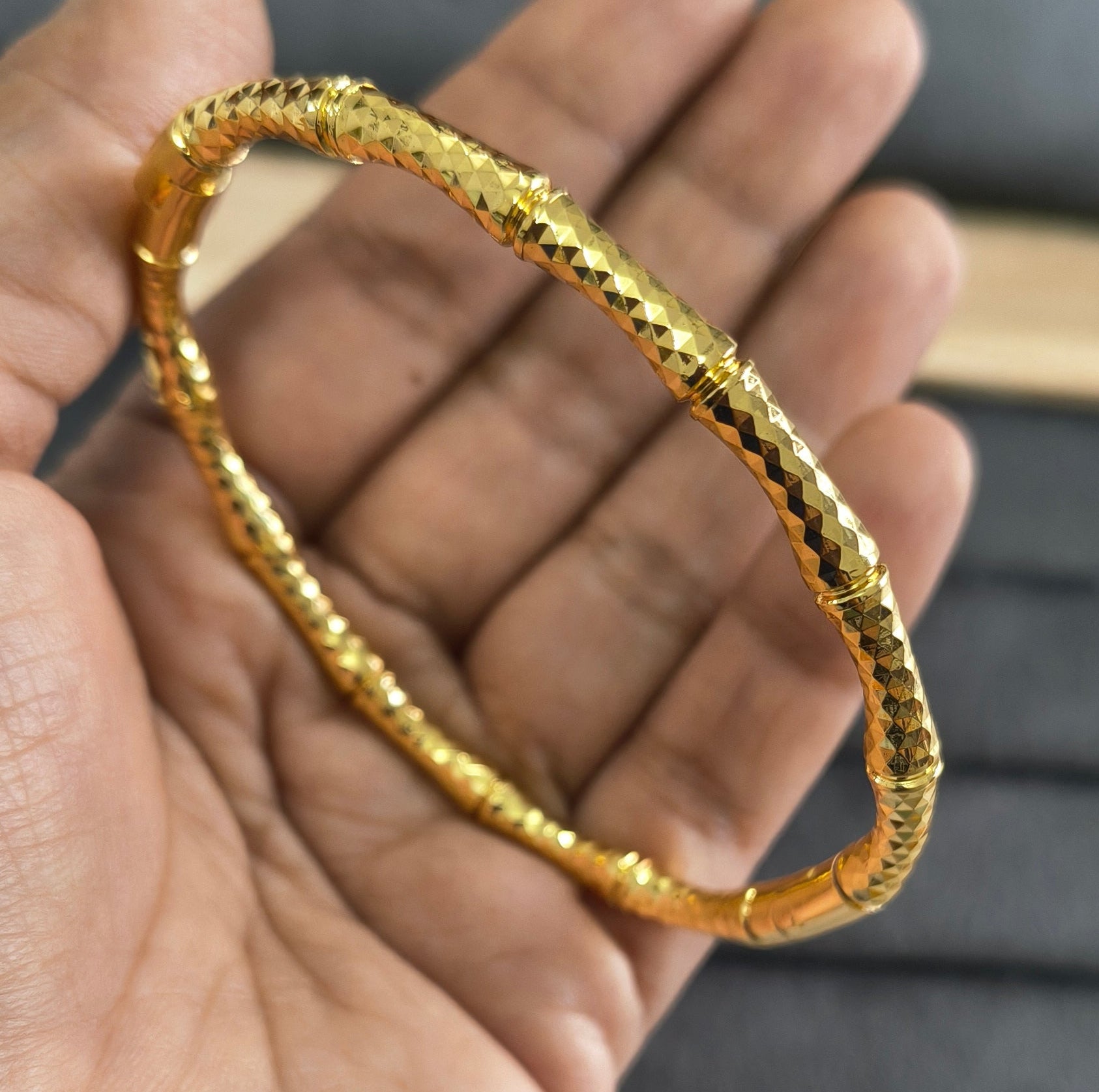 Antitarnish Sparkling Bamboo Bracelet 18K Gold Plated
