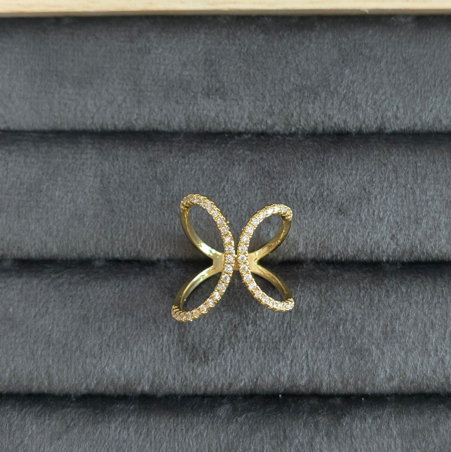Antitarnish Stone Studded Infinity Ring 18K Gold Plated Adjustable