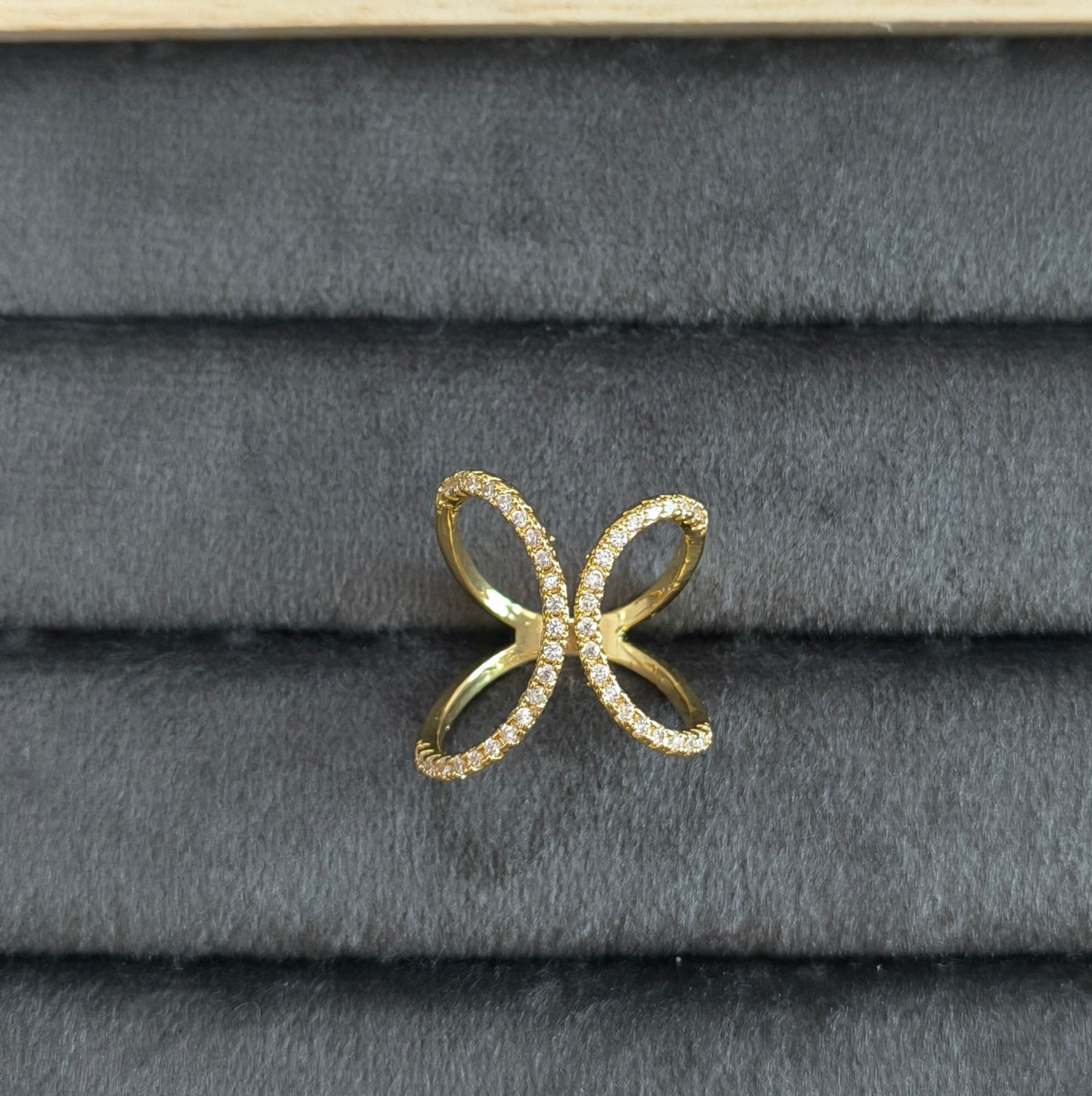 Antitarnish Stone Studded Infinity Ring 18K Gold Plated Adjustable