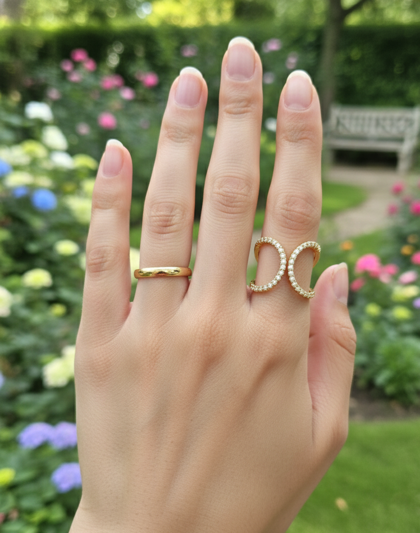 Antitarnish Stone Studded Infinity Ring 18K Gold Plated Adjustable