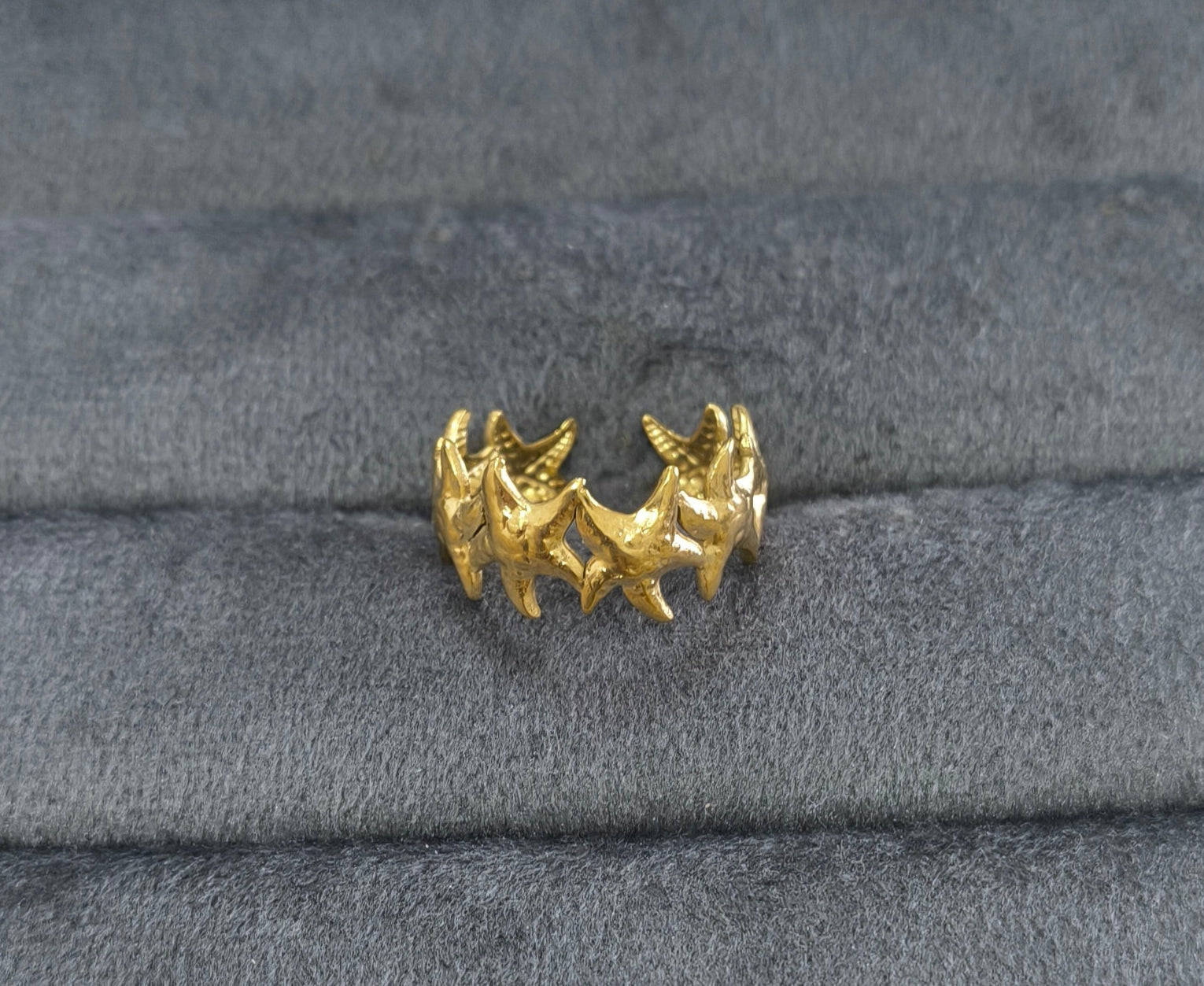 Antitarnish Stylish Starfish Open Ring 18K Gold Plated