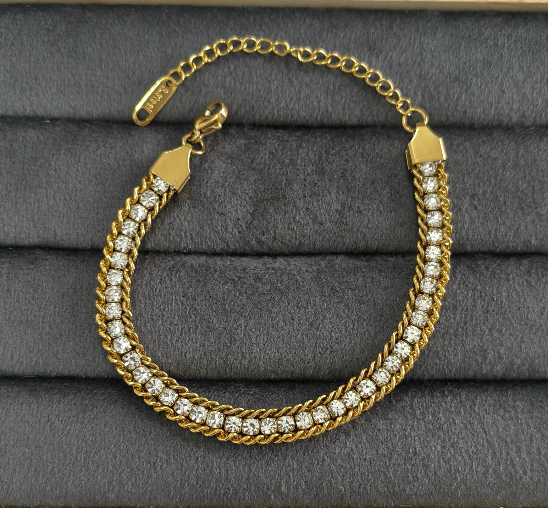 Antitarnish Stylish Zircon Chain Bracelet 18K Gold Plated