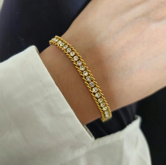 Antitarnish Stylish Zircon Chain Bracelet 18K Gold Plated