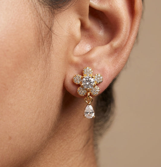 Antitarnish Sweet Mini Flower Studs Rosegold Earrings