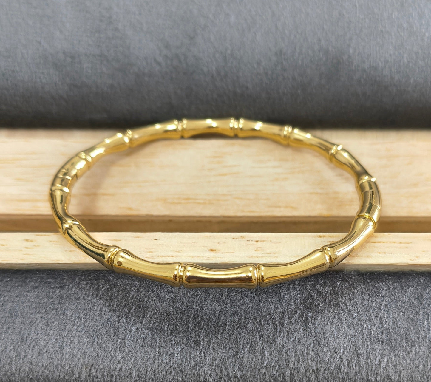 Antitarnish Trendy Bamboo Bangle Bracelet 18K Gold Plated