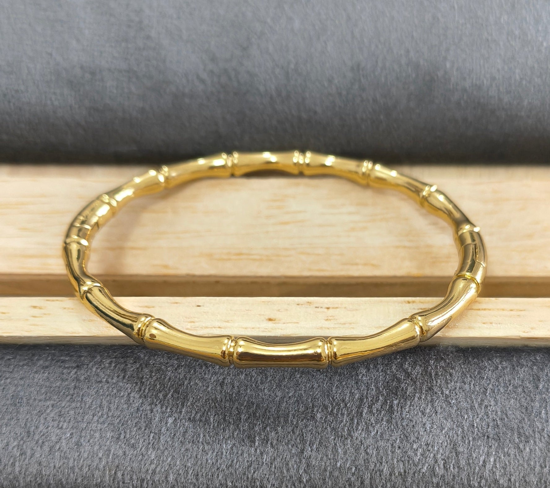 Antitarnish Trendy Bamboo Bangle Bracelet 18K Gold Plated