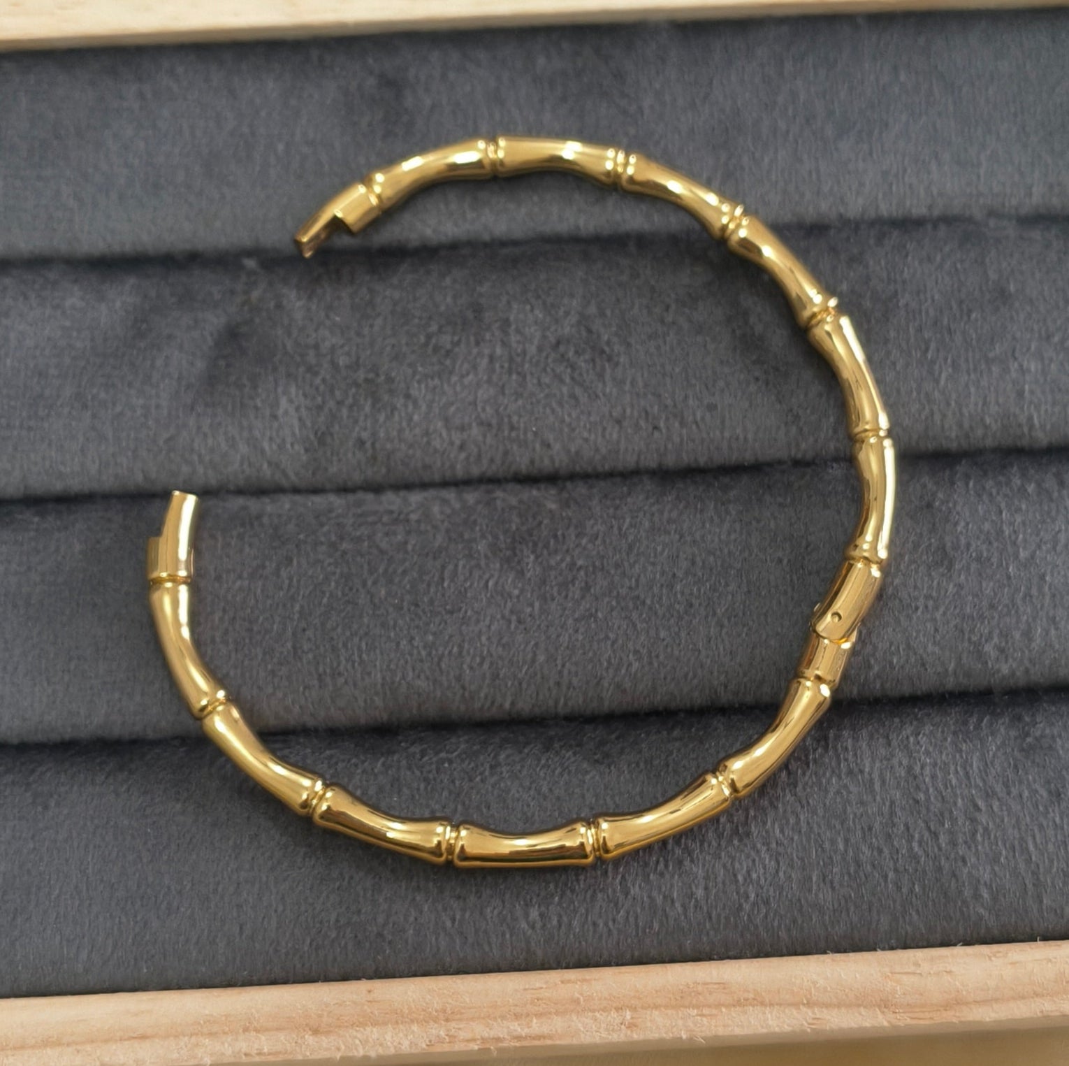 Antitarnish Trendy Bamboo Bangle Bracelet 18K Gold Plated