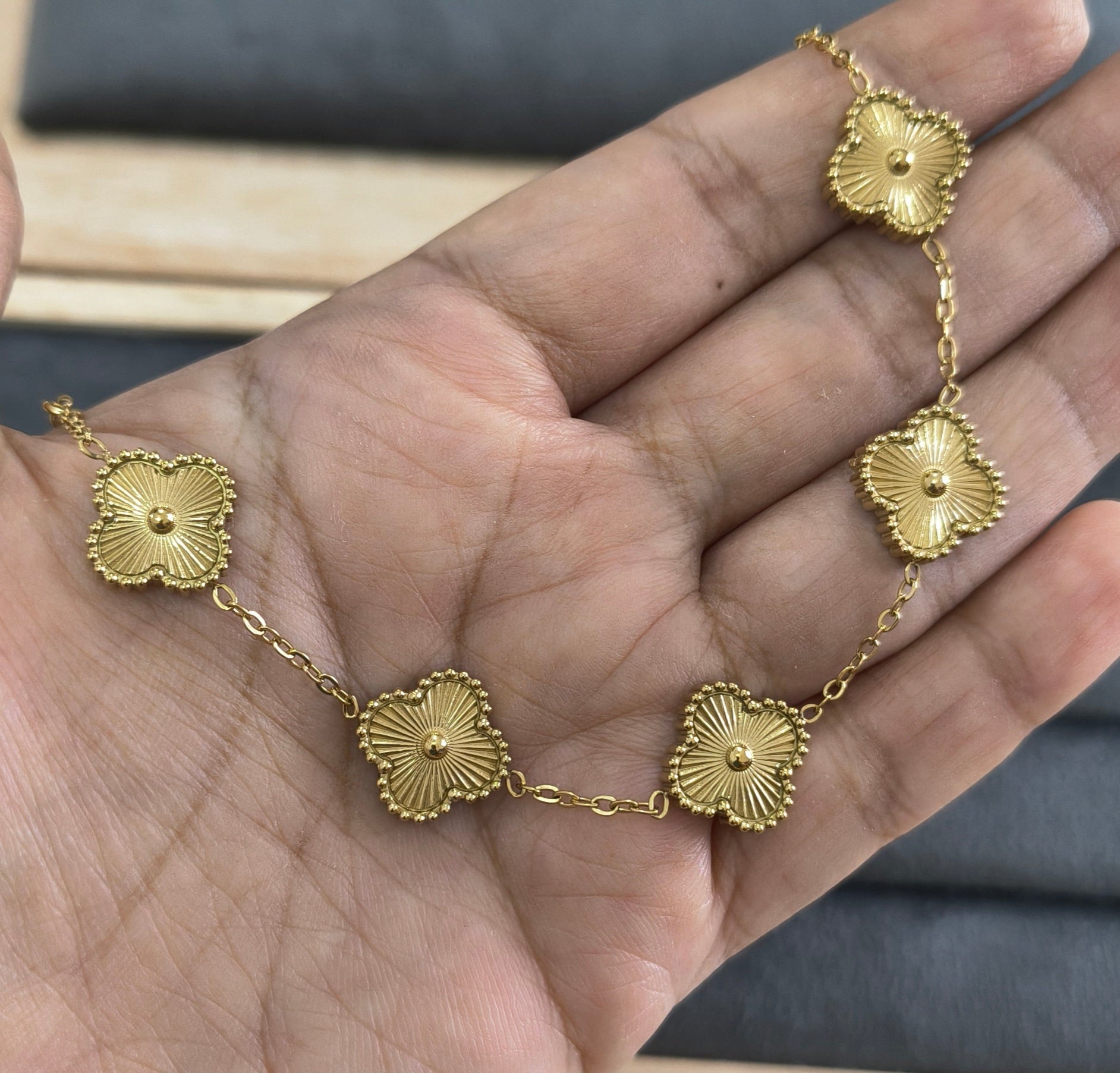 Antitarnish Trendy Golden Clover Bracelet 18K Gold Plated