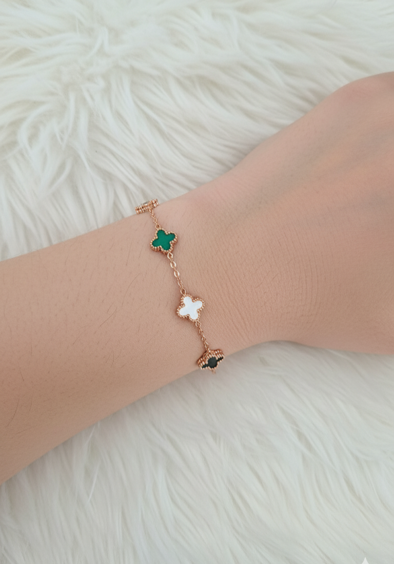 Antitarnish Trendy Multicolored Clover Chain Bracelet