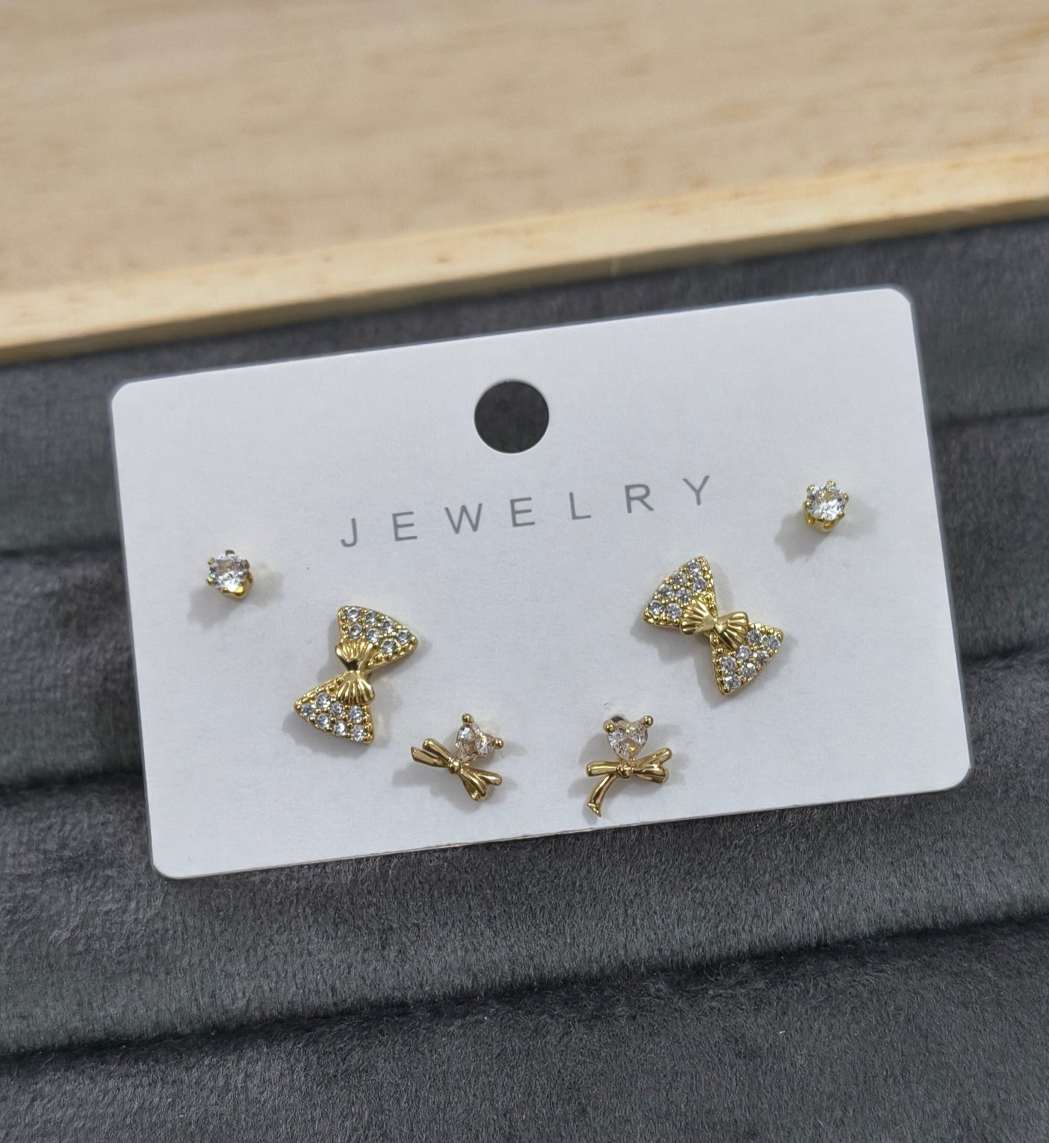 Antitarnish Trendy Studs And Bow Earrings Set Of 3 Pairs