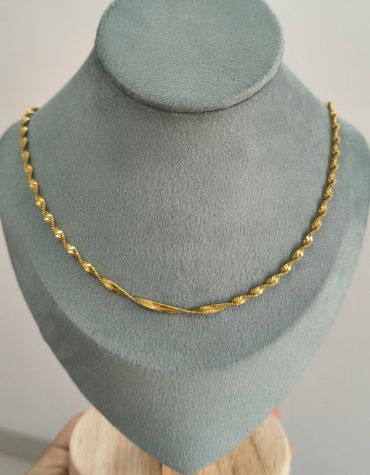 Antitarnish Twisted Snake Chain Necklace 18K Gold Plated