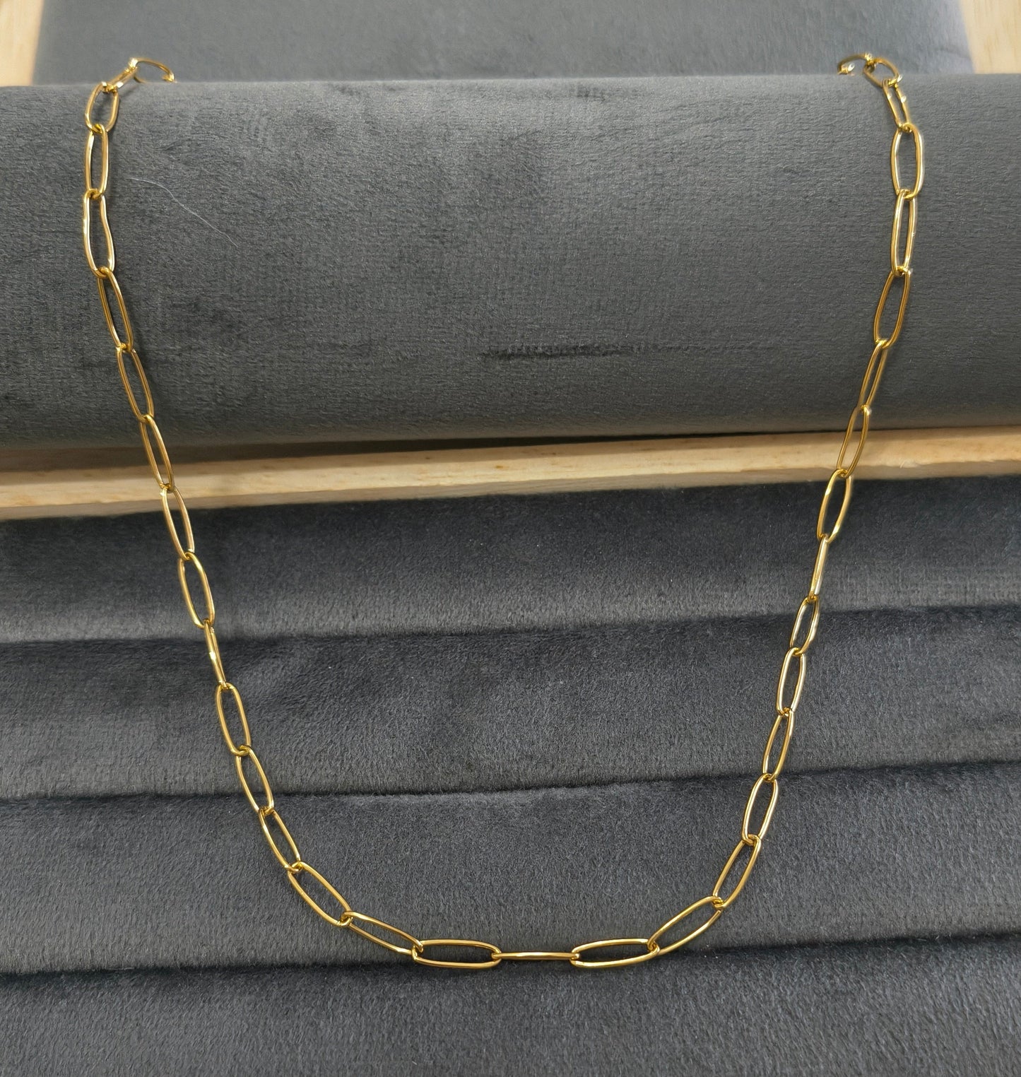 Antitarnish Unisex 4mm Paperclip Chain 18K Gold Plated