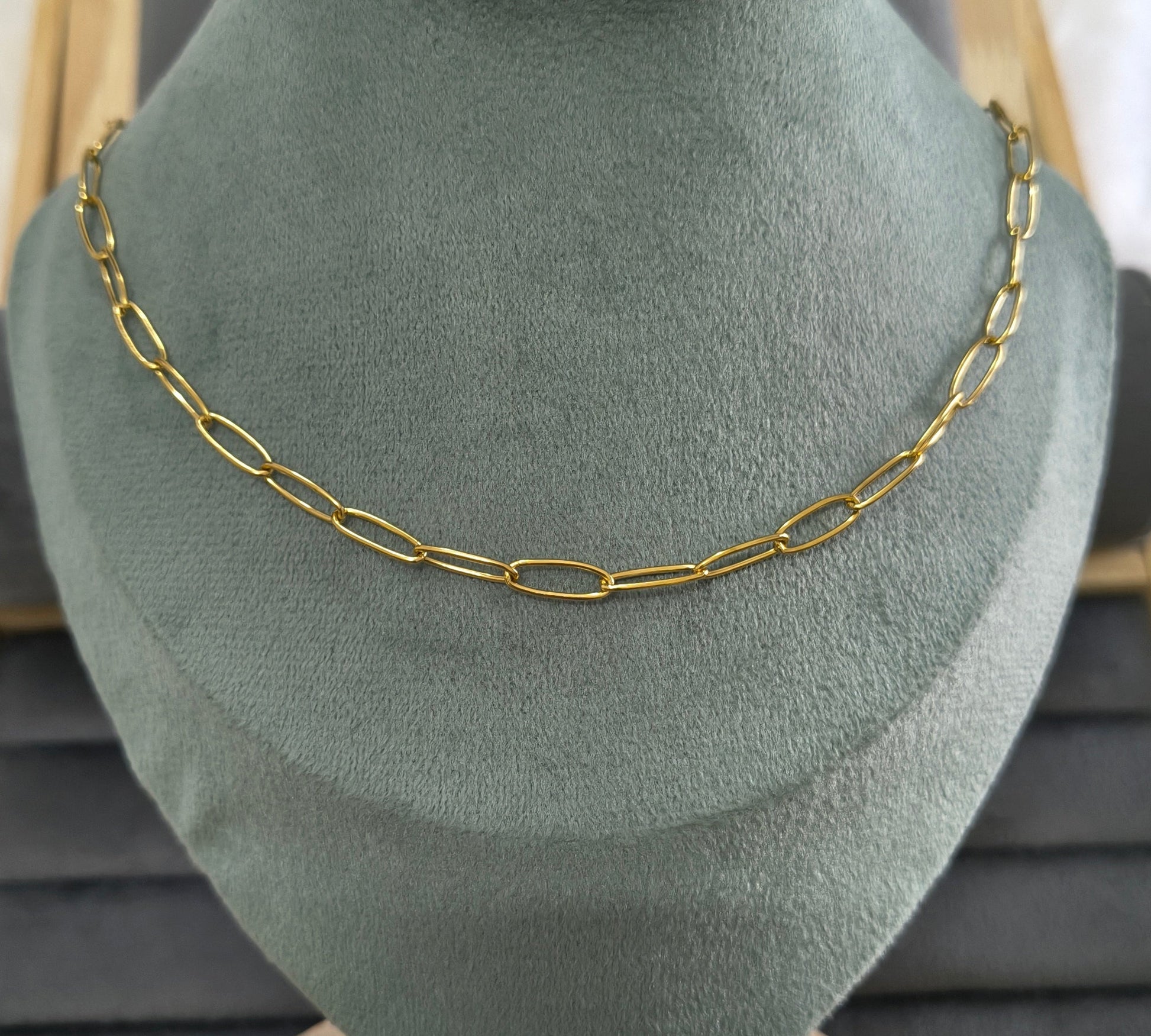 Antitarnish Unisex 4mm Paperclip Chain 18K Gold Plated