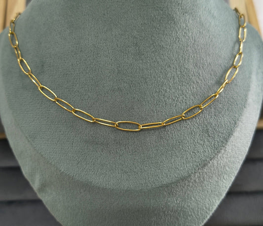 Antitarnish Unisex 4mm Paperclip Chain 18K Gold Plated