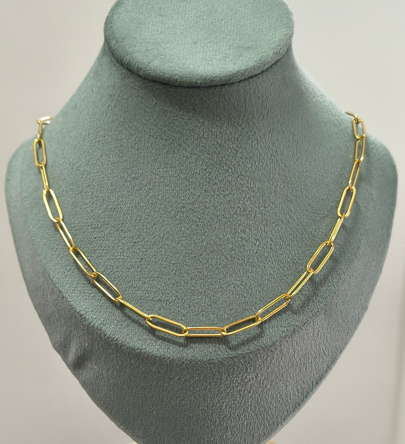 Antitarnish Unisex 5mm Paperclip Chain 18K Gold Plated