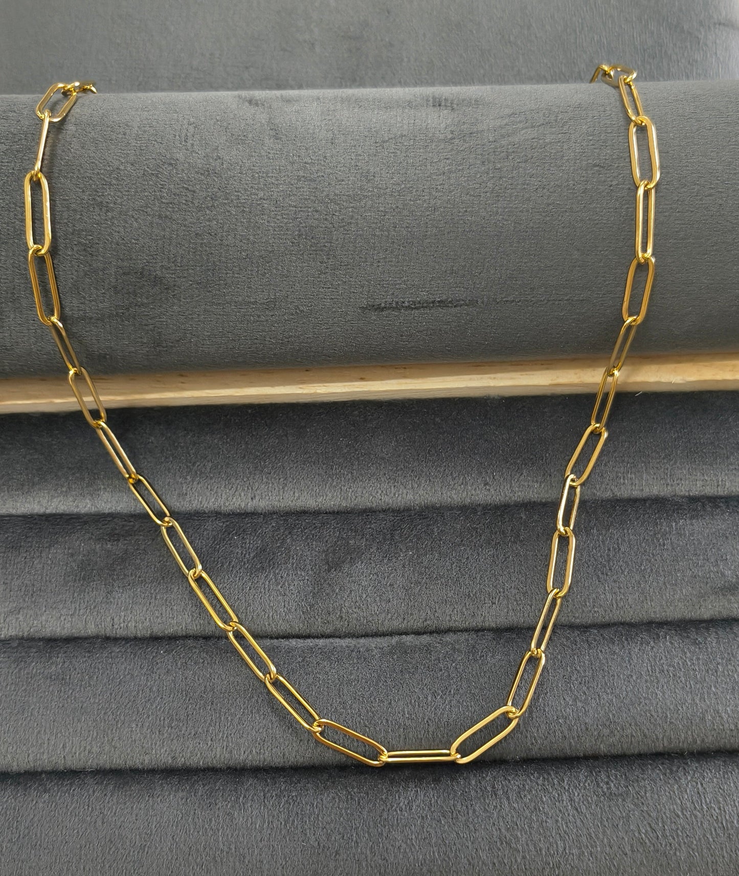 Antitarnish Unisex 5mm Paperclip Chain 18K Gold Plated