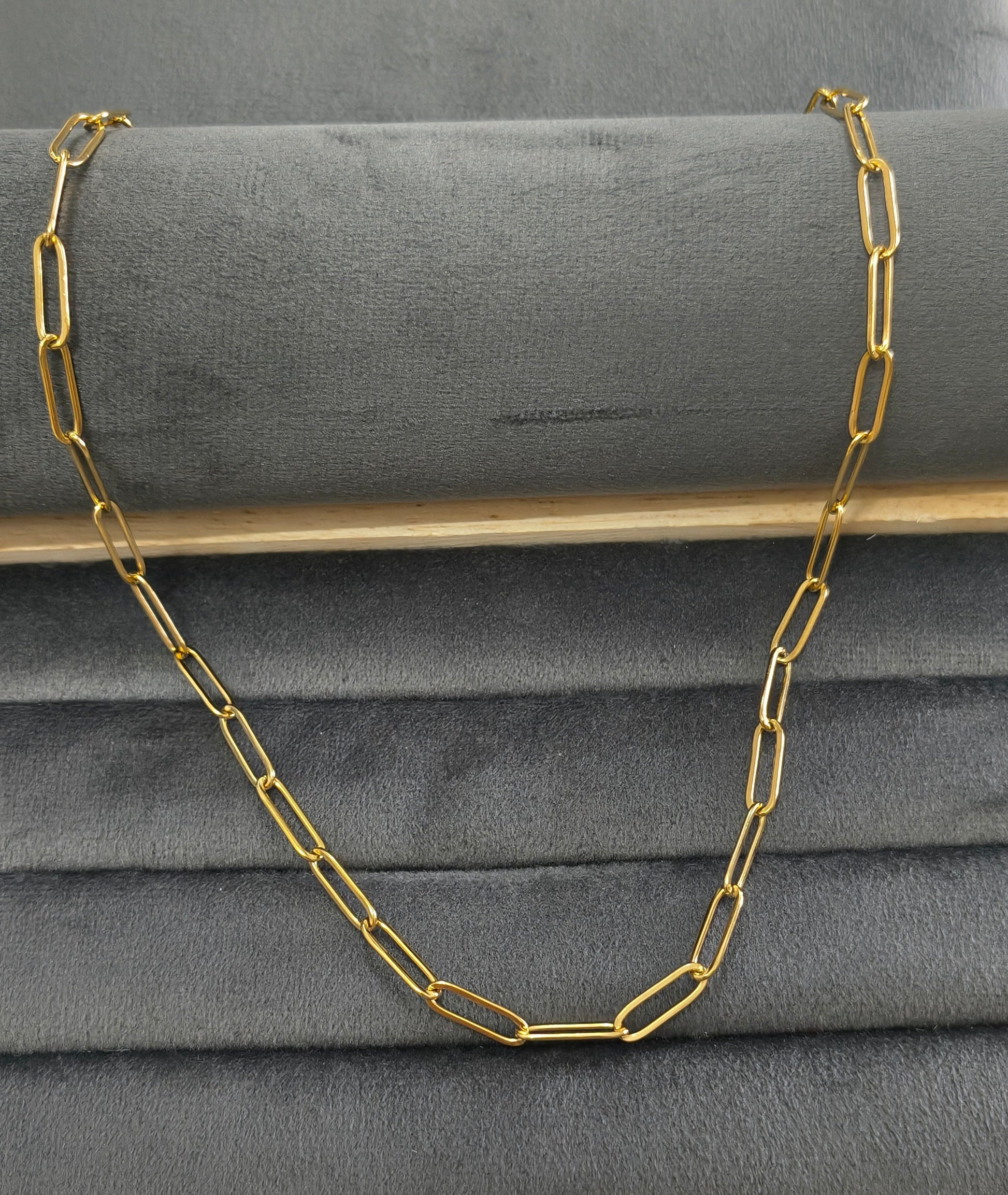 Antitarnish Unisex 5mm Paperclip Chain 18K Gold Plated