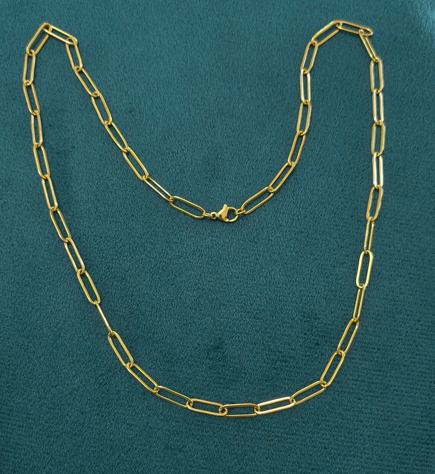 Antitarnish Unisex 5mm Paperclip Chain 18K Gold Plated