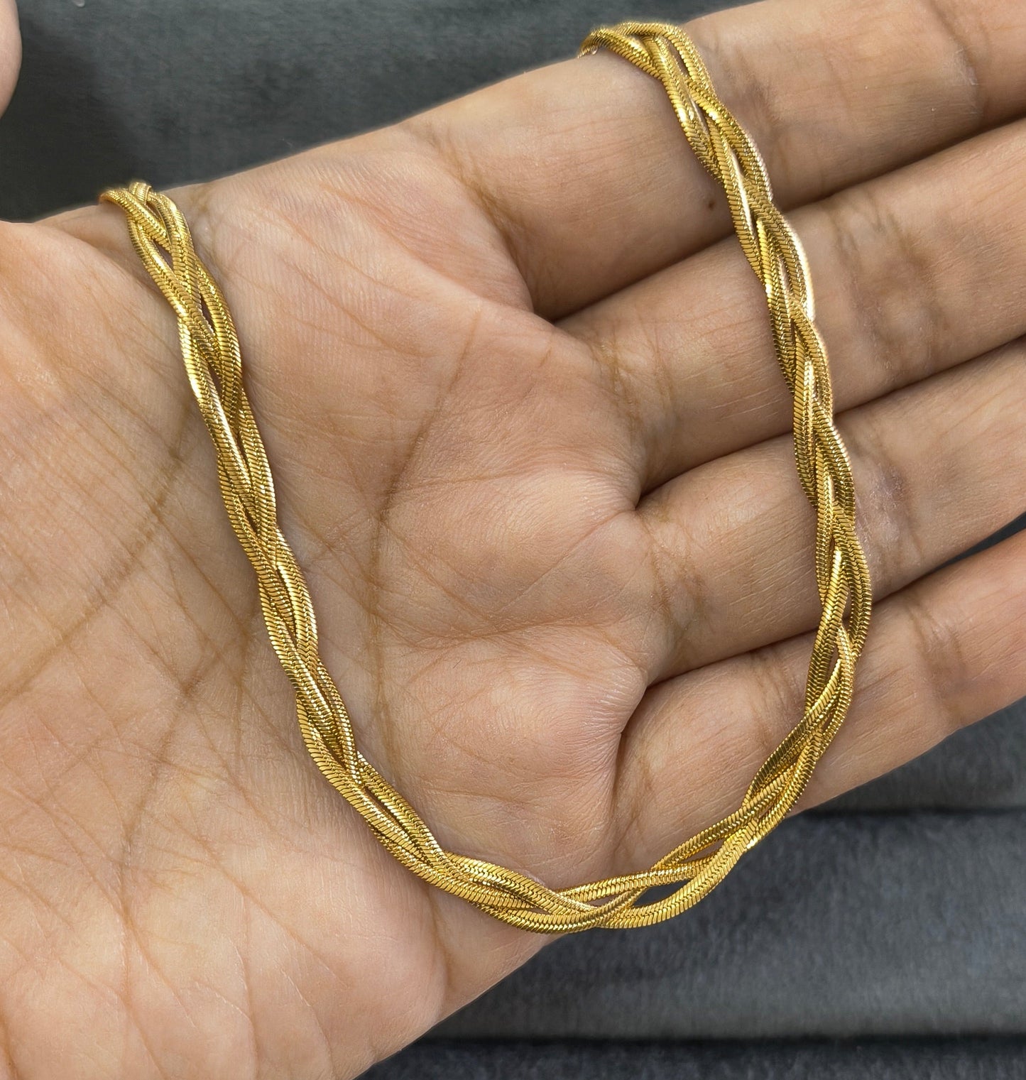 Antitarnish Unisex Braided Snake Chain 18K Gold Plated