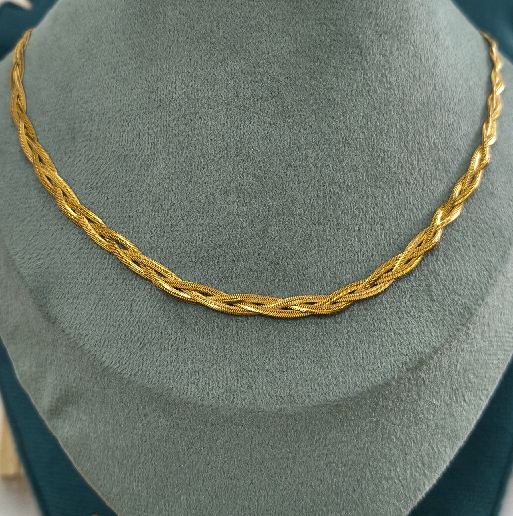 Antitarnish Unisex Braided Snake Chain 18K Gold Plated