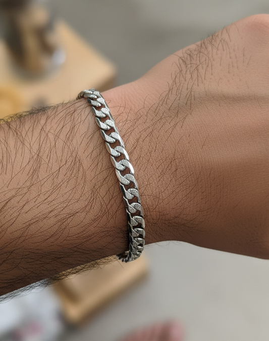 Antitarnish Unisex Cuban Chain Bracelet Silver Plated