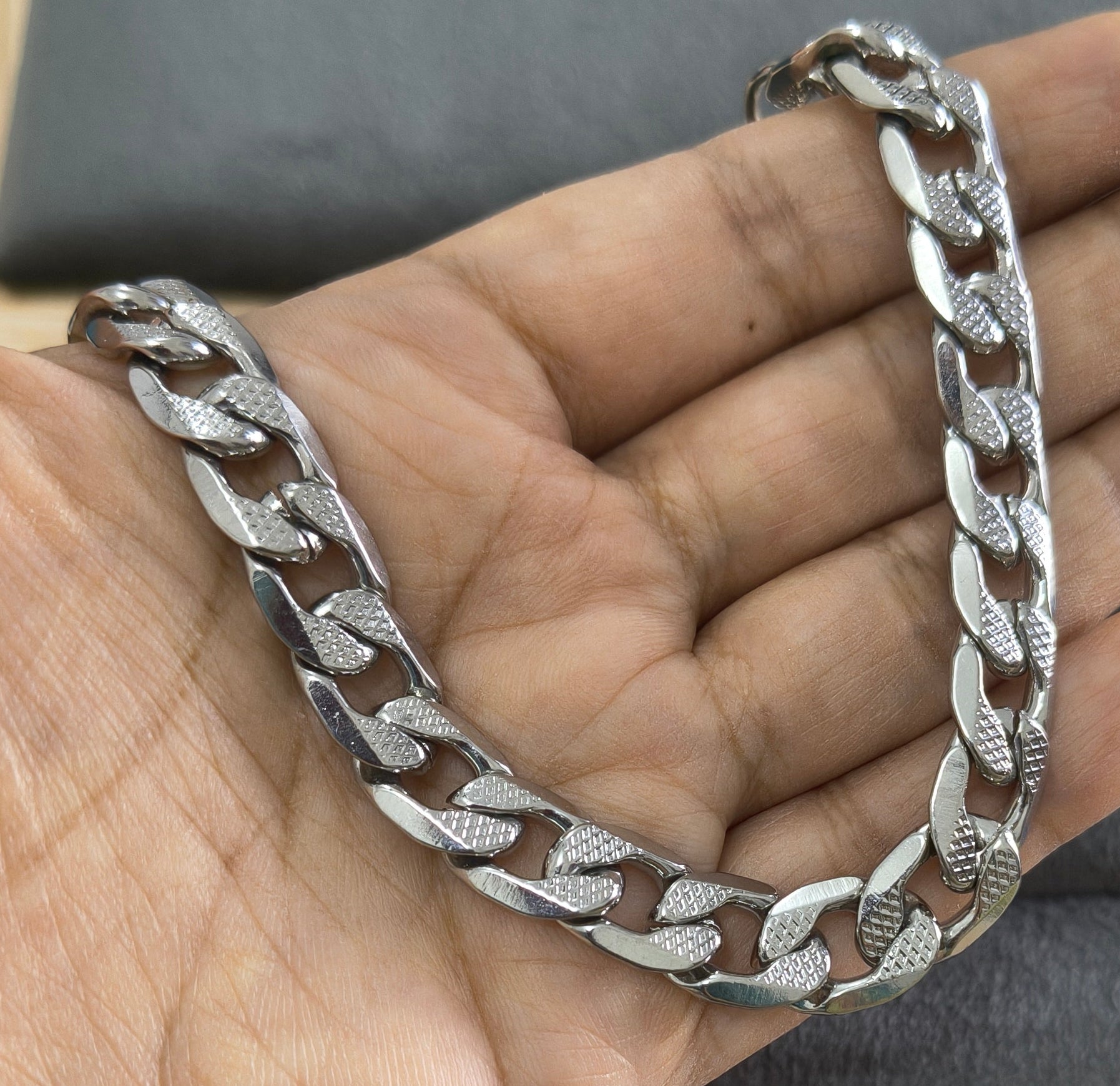 Antitarnish Unisex Cuban Chain Bracelet Silver Plated