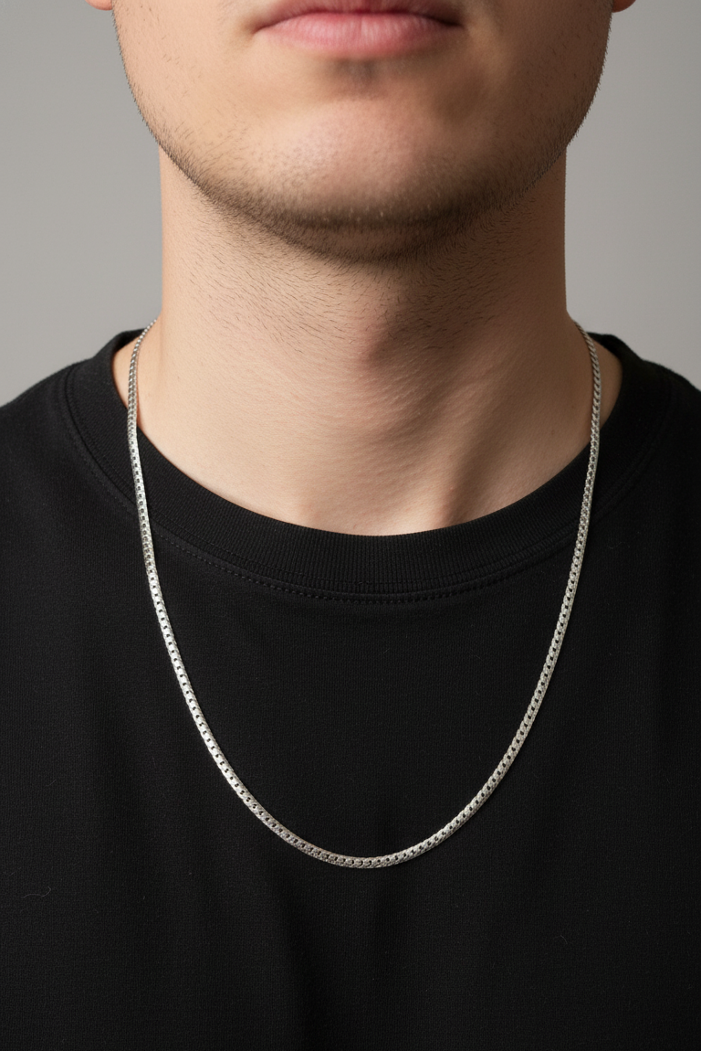 Antitarnish Unisex Cuban Link Chain Silver Plated