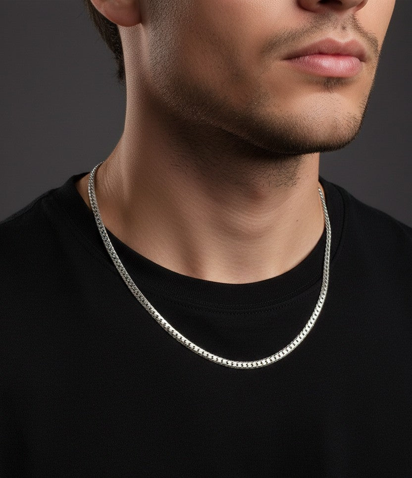 Antitarnish Unisex Cuban Link Chain Silver Plated